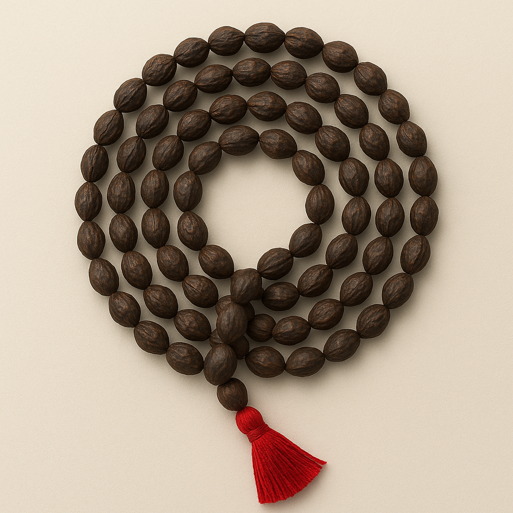 Kamalgata Jaap Mala (108 Beads) with Red Tassel – Sacred Lotus Seed Mala for Wealth & Spiritual Growth