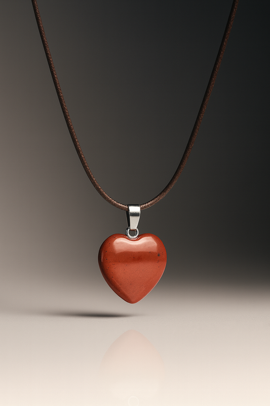 Red Jasper Heart Pendant – Natural Crystal Necklace for Strength, Grounding & Emotional Balance