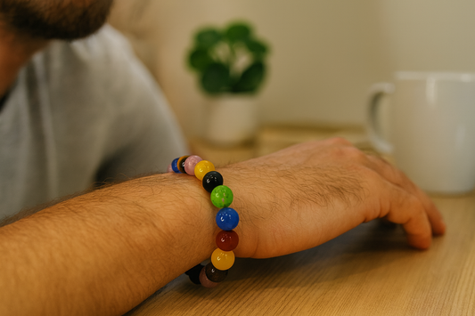 Premium Multicolor Crystal Healing Bead Bracelet – 7 Chakra Energy Balancing Fashion Accessory