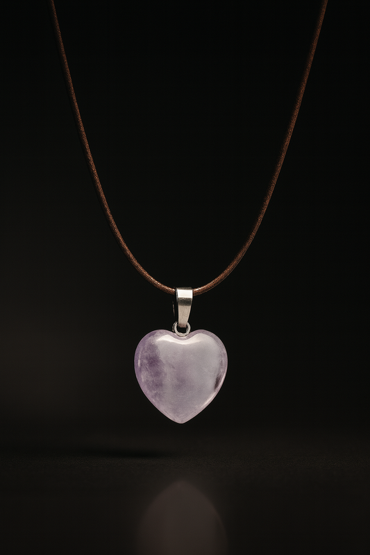 Amethyst Heart Pendant – Natural Crystal Necklace for Calm, Healing & Spiritual Protection