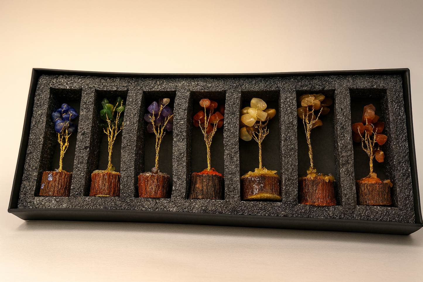 Seven Chakra Crystal Miniature Trees – Pack of 7 | Zodiac Secrets