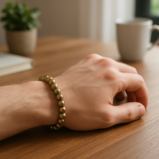 Golden Pyrite Bracelet – Natural Healing Crystal for Wealth & Protection