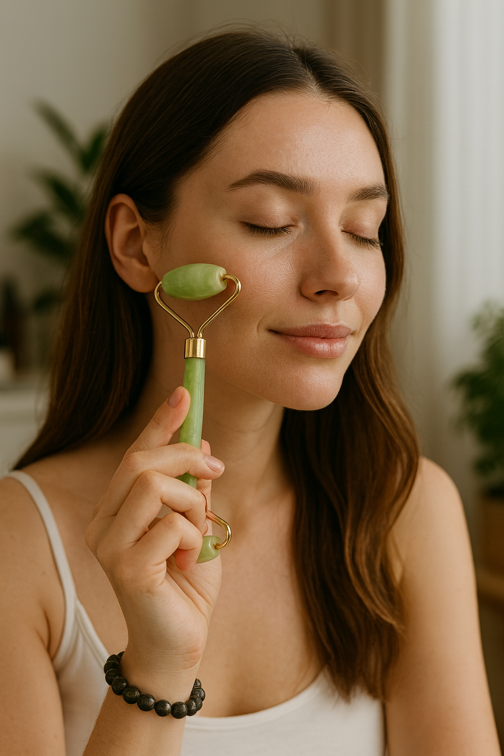 Jade Facial Roller & Roll-On Massager – Natural Jade Stone Skincare Tool