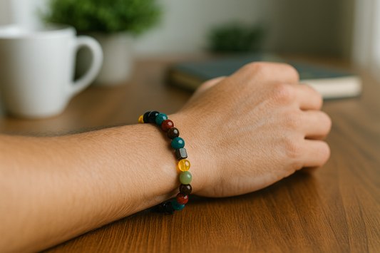 Navgrah Healing Bracelet – 9 Planet Energy Balancing Gemstone Bracelet for Prosperity, Peace & Protection