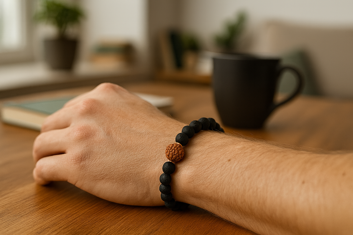 Black Lava Rudraksha Bracelet – Natural Healing Energy & Spiritual Protection