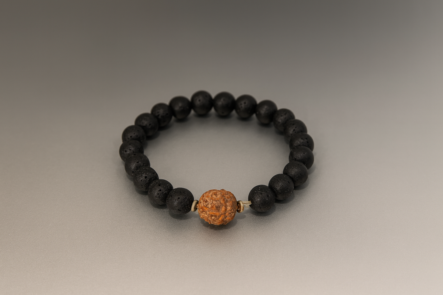 Black Lava Rudraksha Bracelet – Natural Healing Energy & Spiritual Protection