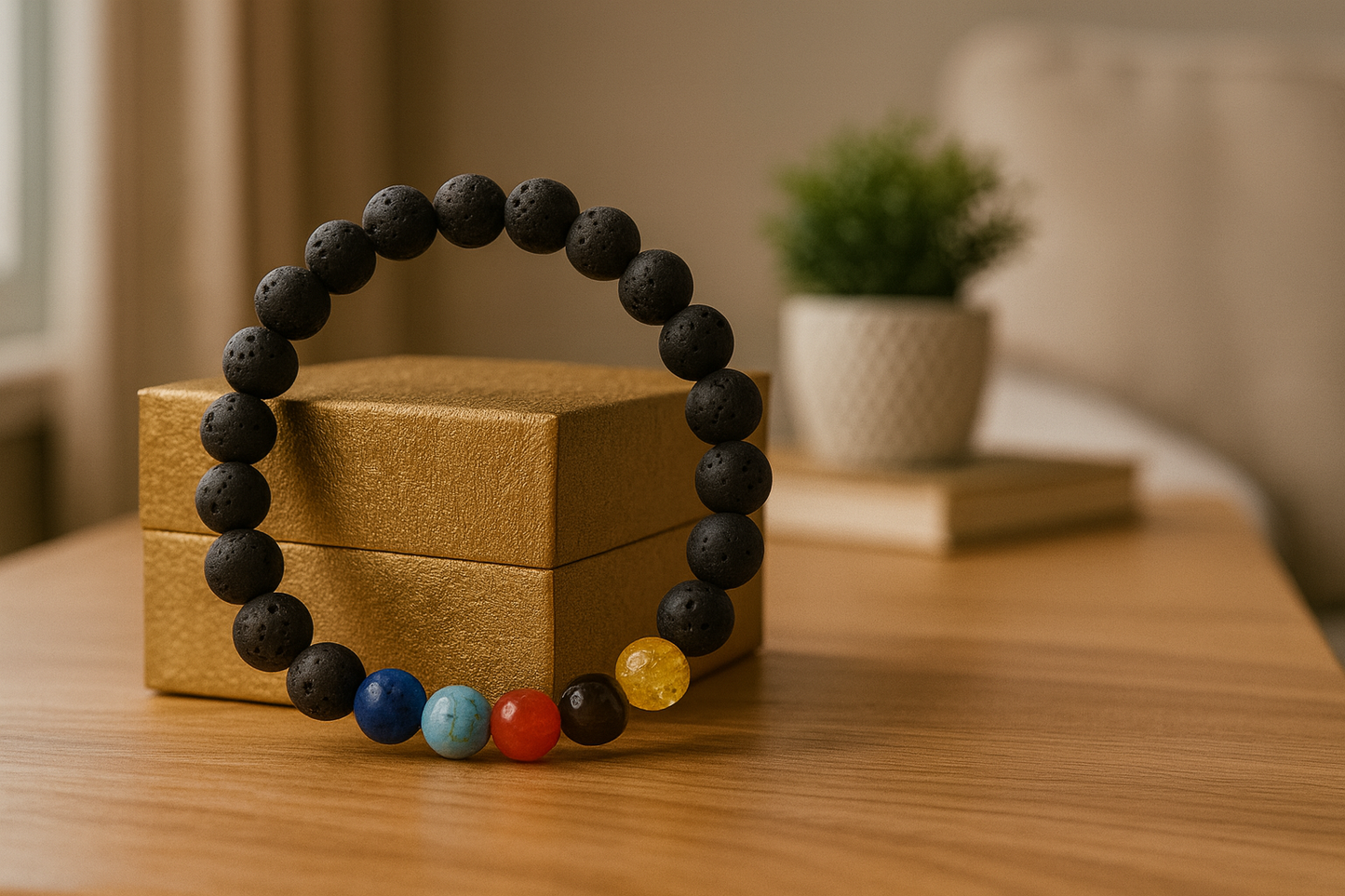 7 Chakra Lava Stone Healing Bracelet – Natural Energy Balancing Beads