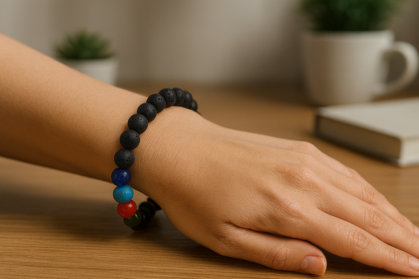 7 Chakra Lava Stone Healing Bracelet – Natural Energy Balancing Beads