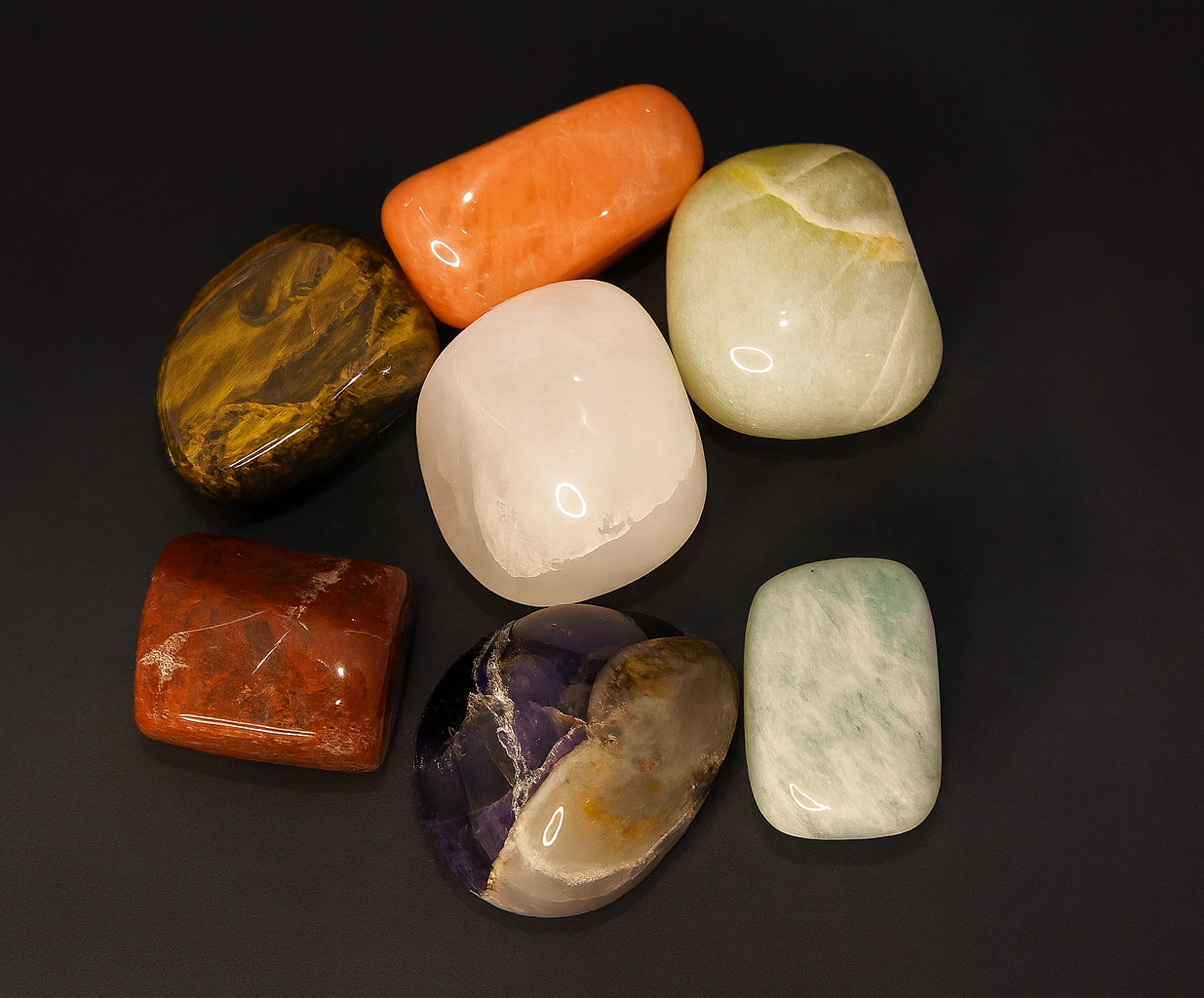 Premium Seven Chakra Healing Tumble Set | Natural Crystal Energy Balancing Kit