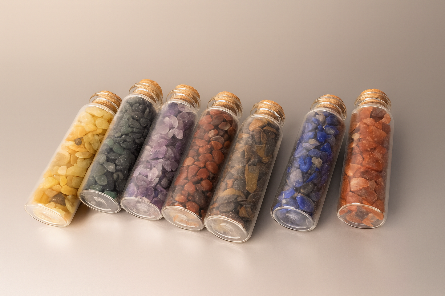 7 Chakra Crystal Bottles Set – Healing Crystals for Positive Energy & Balance