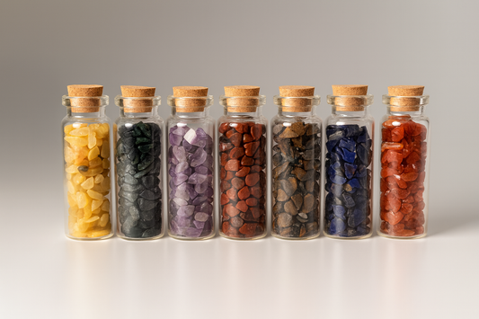 7 Chakra Crystal Bottles Set – Healing Crystals for Positive Energy & Balance