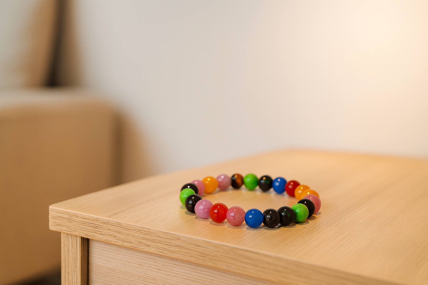 Premium Multicolor Crystal Healing Bead Bracelet – 7 Chakra Energy Balancing Fashion Accessory