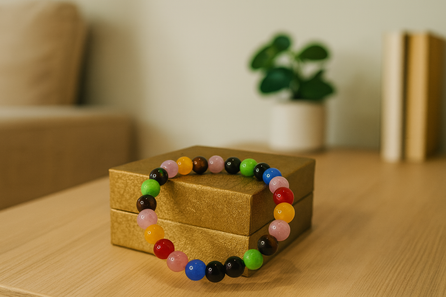 Premium Multicolor Crystal Healing Bead Bracelet – 7 Chakra Energy Balancing Fashion Accessory
