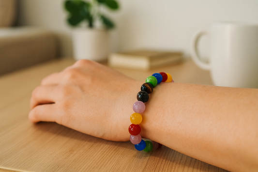 Premium Multicolor Crystal Healing Bead Bracelet – 7 Chakra Energy Balancing Fashion Accessory