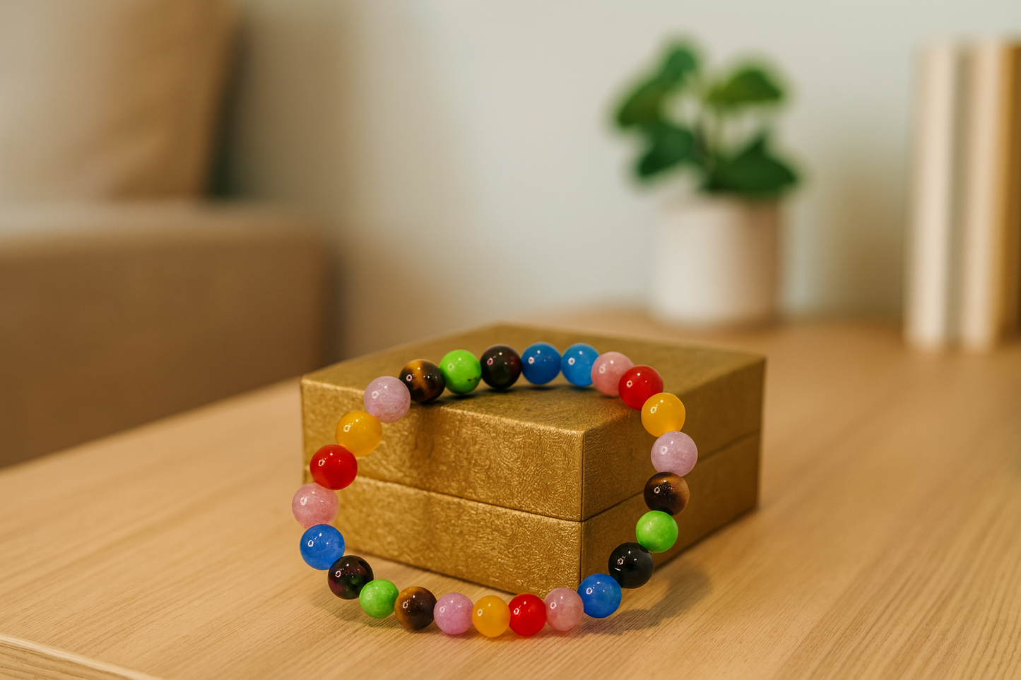 Premium Multicolor Crystal Healing Bead Bracelet – 7 Chakra Energy Balancing Fashion Accessory