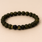Black Lava & Raw Pyrite Om Bracelet – Wealth, Protection & Energy Balance